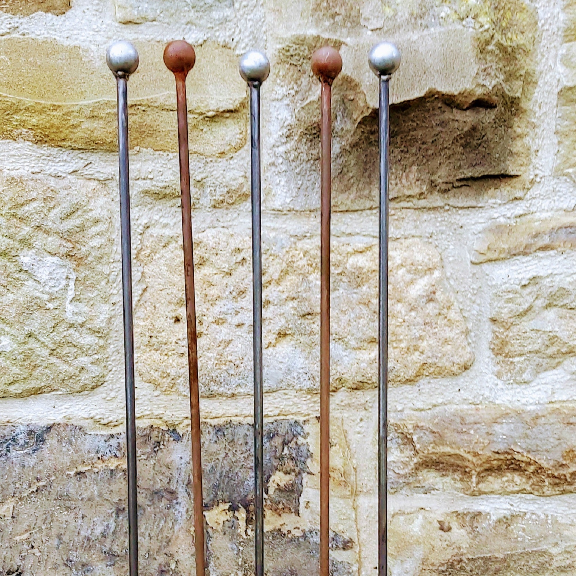 Handmade Steel Ball-Topped Garden Stake