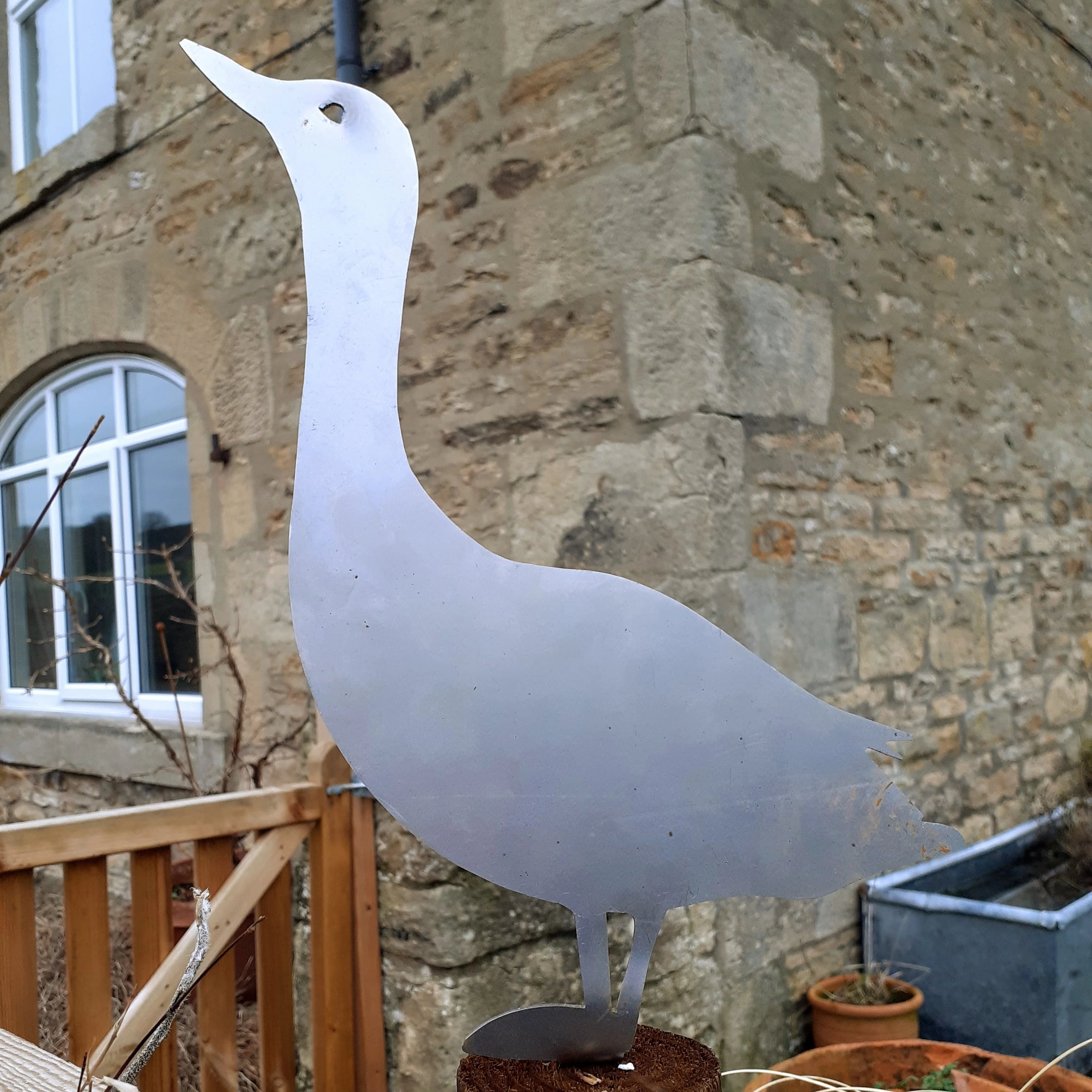 Metal Duck garden decoration / outdoor metal bird silhouette / rusted corten steel garden gift