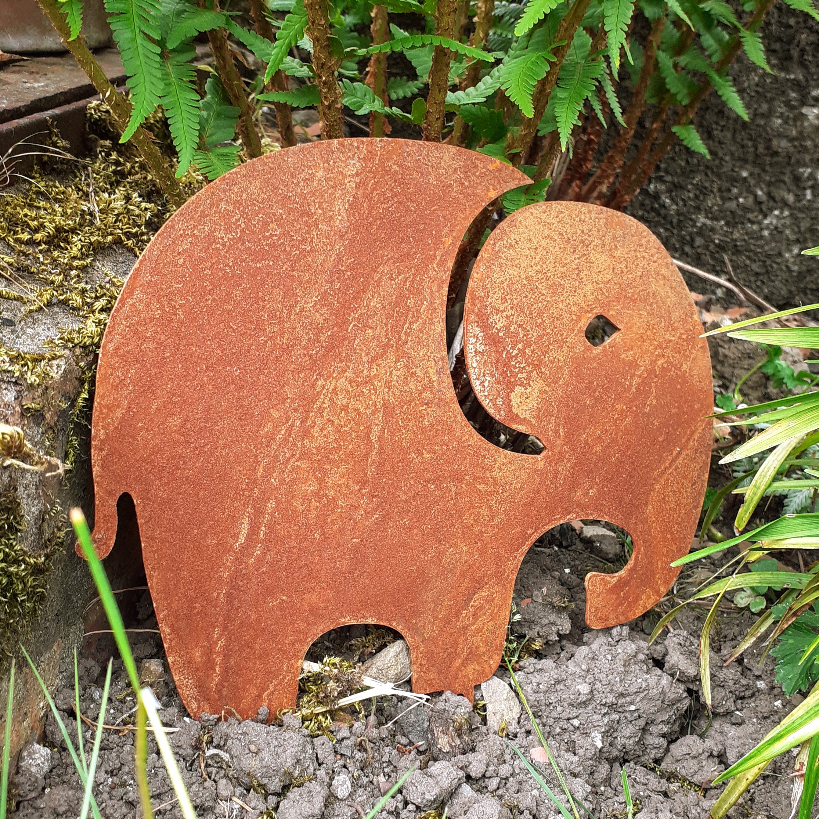 Metal Elephant silhouette garden decoration / outdoor weathering steel elephant / rusted corten steel garden gift