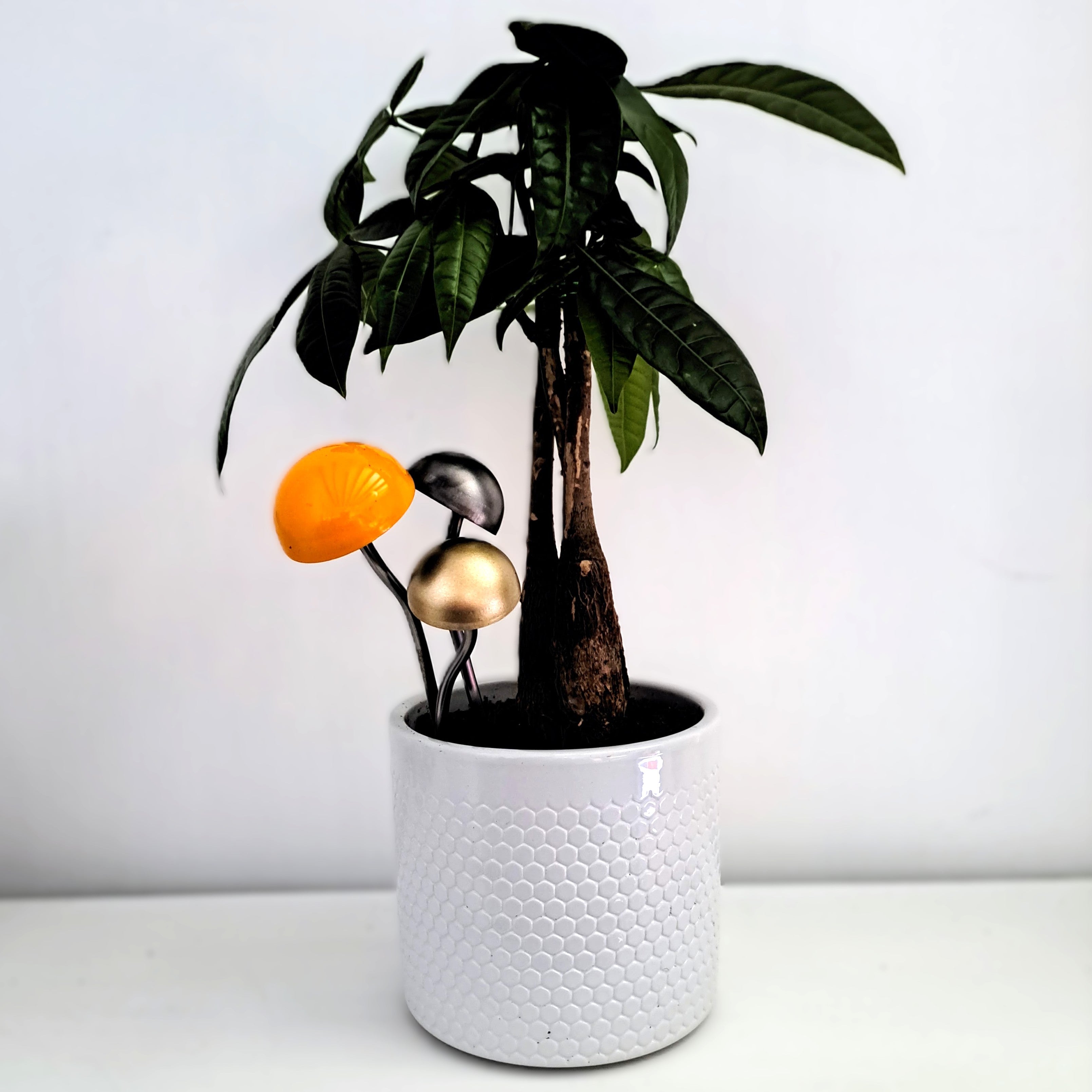 Mini toadstool plant pot decoration / steel fungi vase filler / indoor and outdoor pot pals