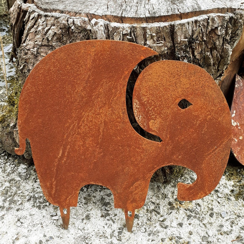Metal Elephant silhouette garden decoration / outdoor weathering steel elephant / rusted corten steel garden gift