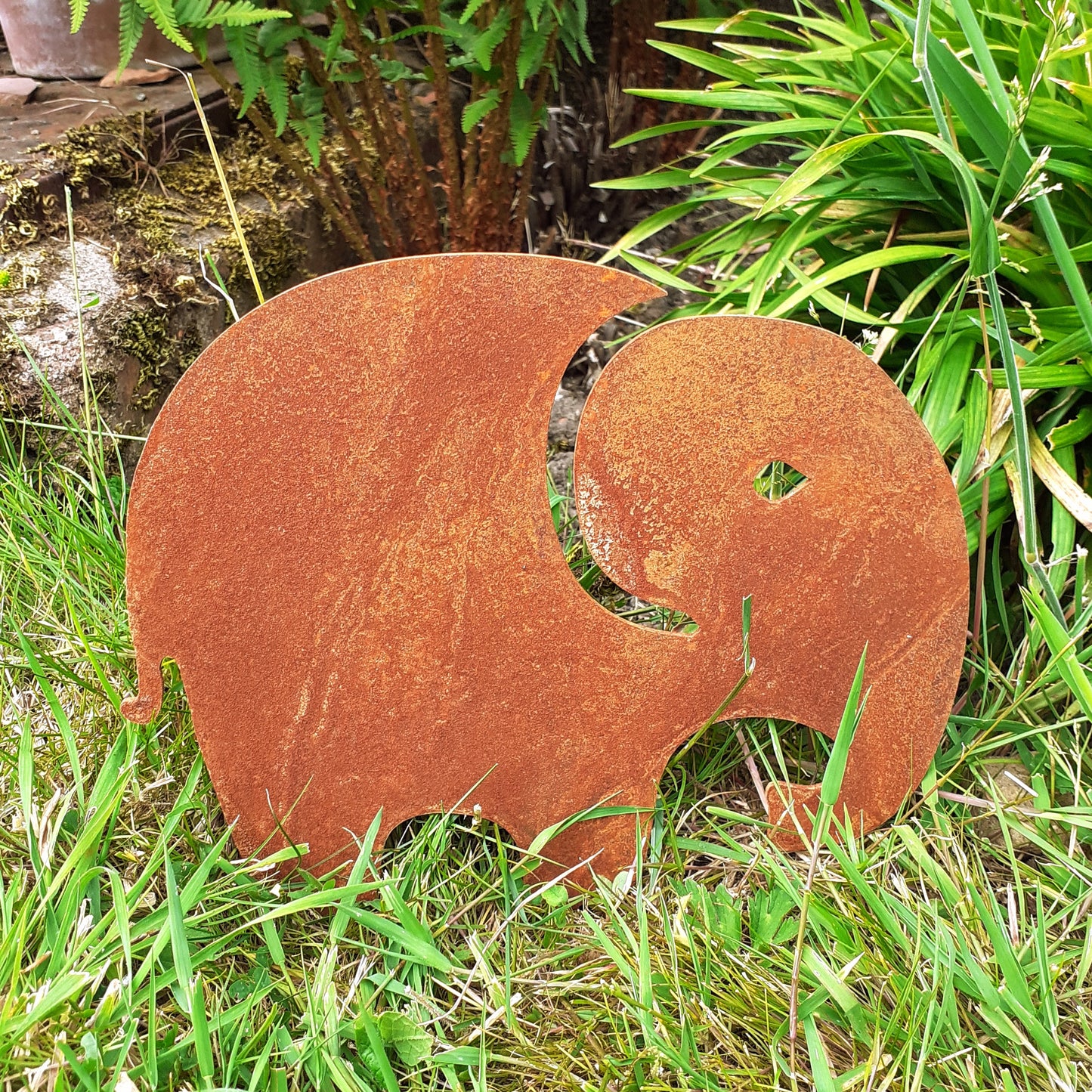 Metal Elephant silhouette garden decoration / outdoor weathering steel elephant / rusted corten steel garden gift