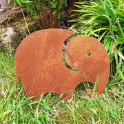 Metal Elephant silhouette garden decoration / outdoor weathering steel elephant / rusted corten steel garden gift