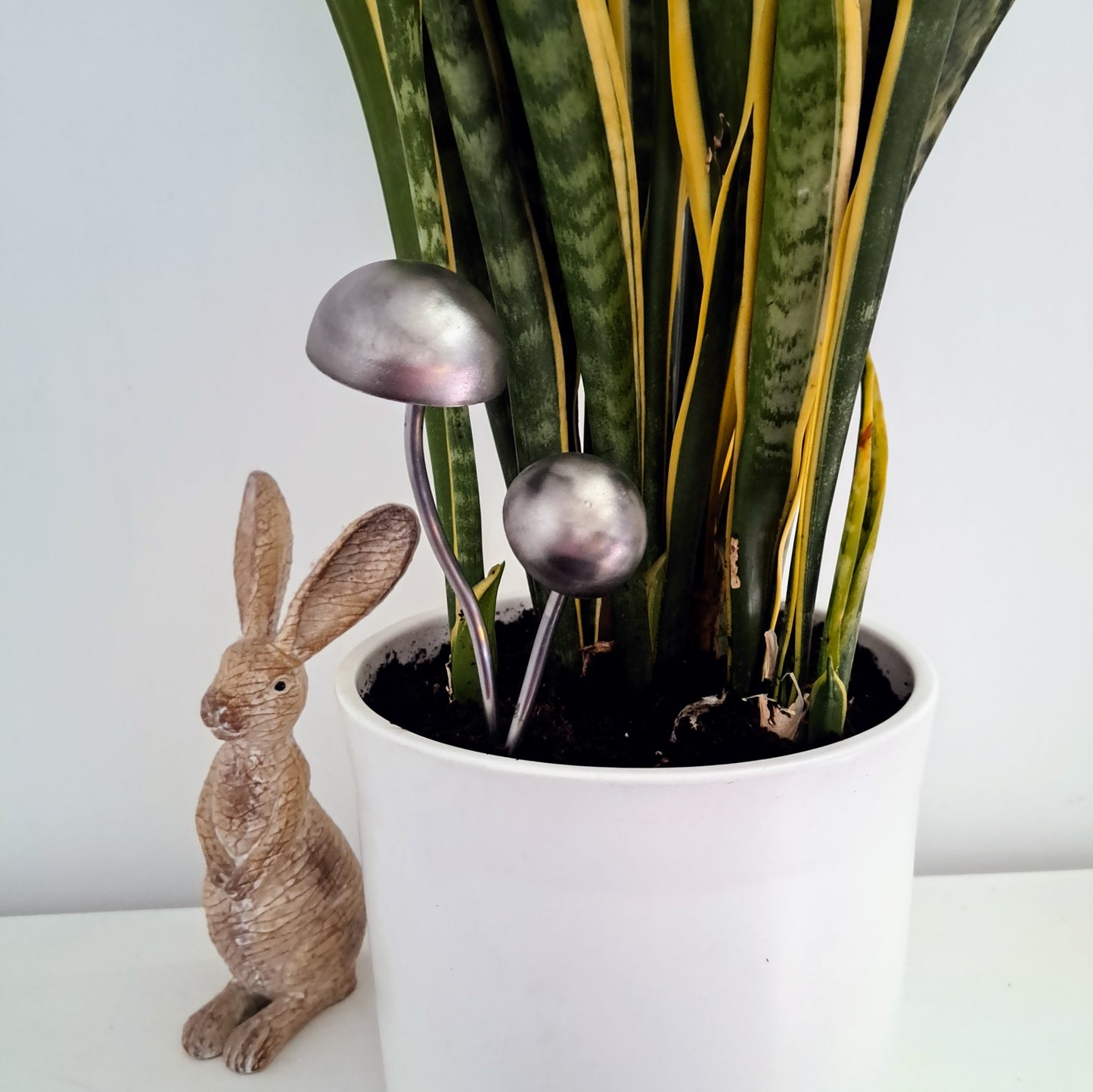 Mini toadstool plant pot decoration / steel fungi vase filler / indoor and outdoor pot pals