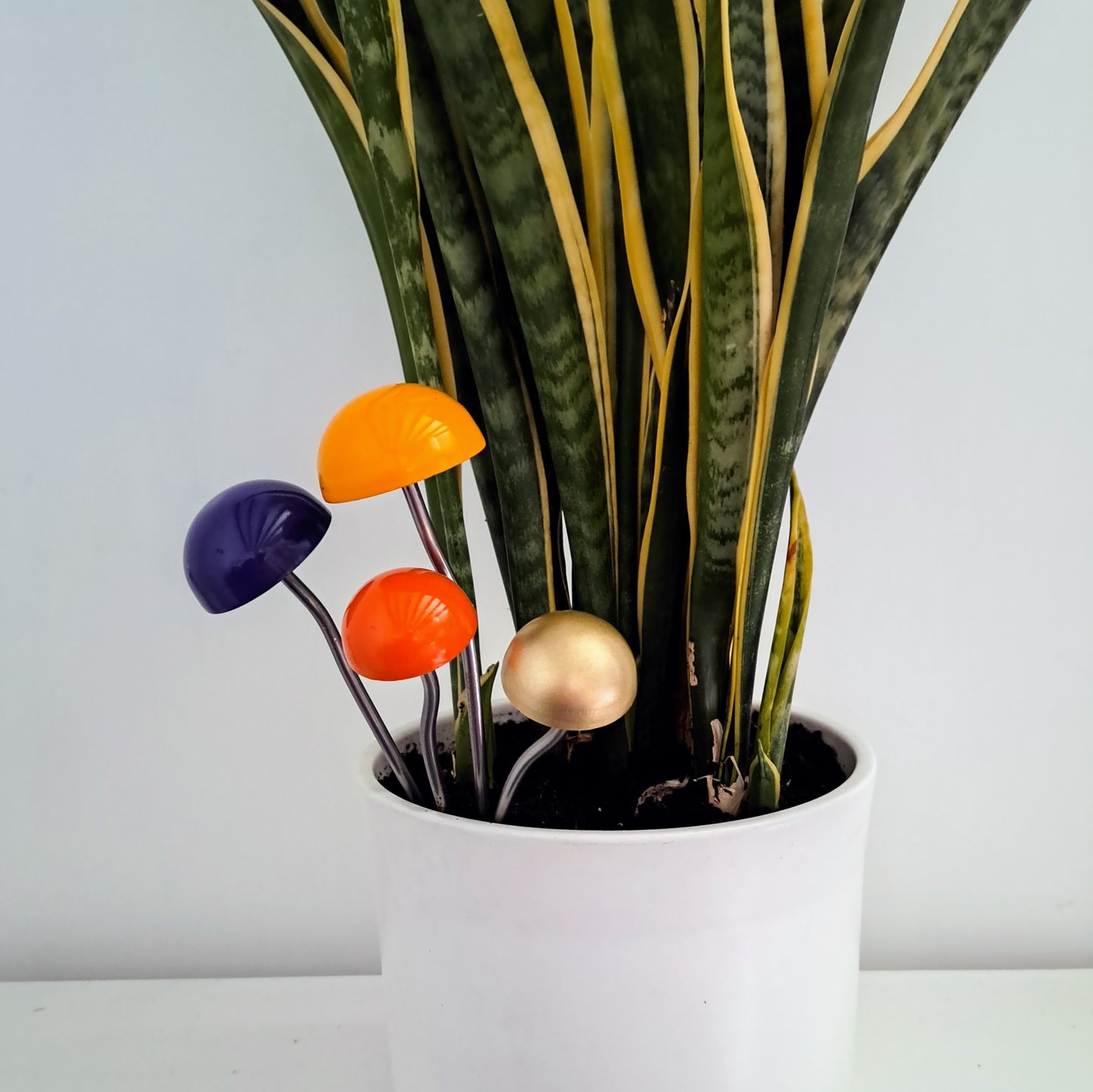 Mini toadstool plant pot decoration / steel fungi vase filler / indoor and outdoor pot pals